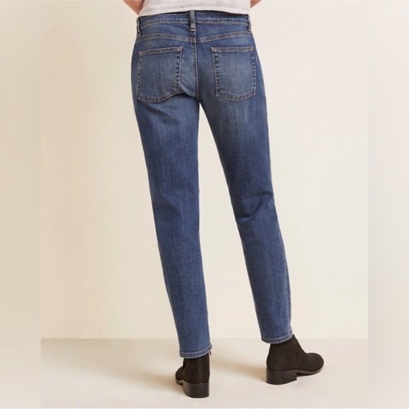 EUC - Eileen Fisher - Organic Soft Stretch Denim Boyfriend Jeans - Size 12 - Picture 2 of 7
